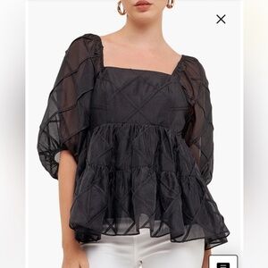 Endless Rose Organza Babydoll Top Size Medium